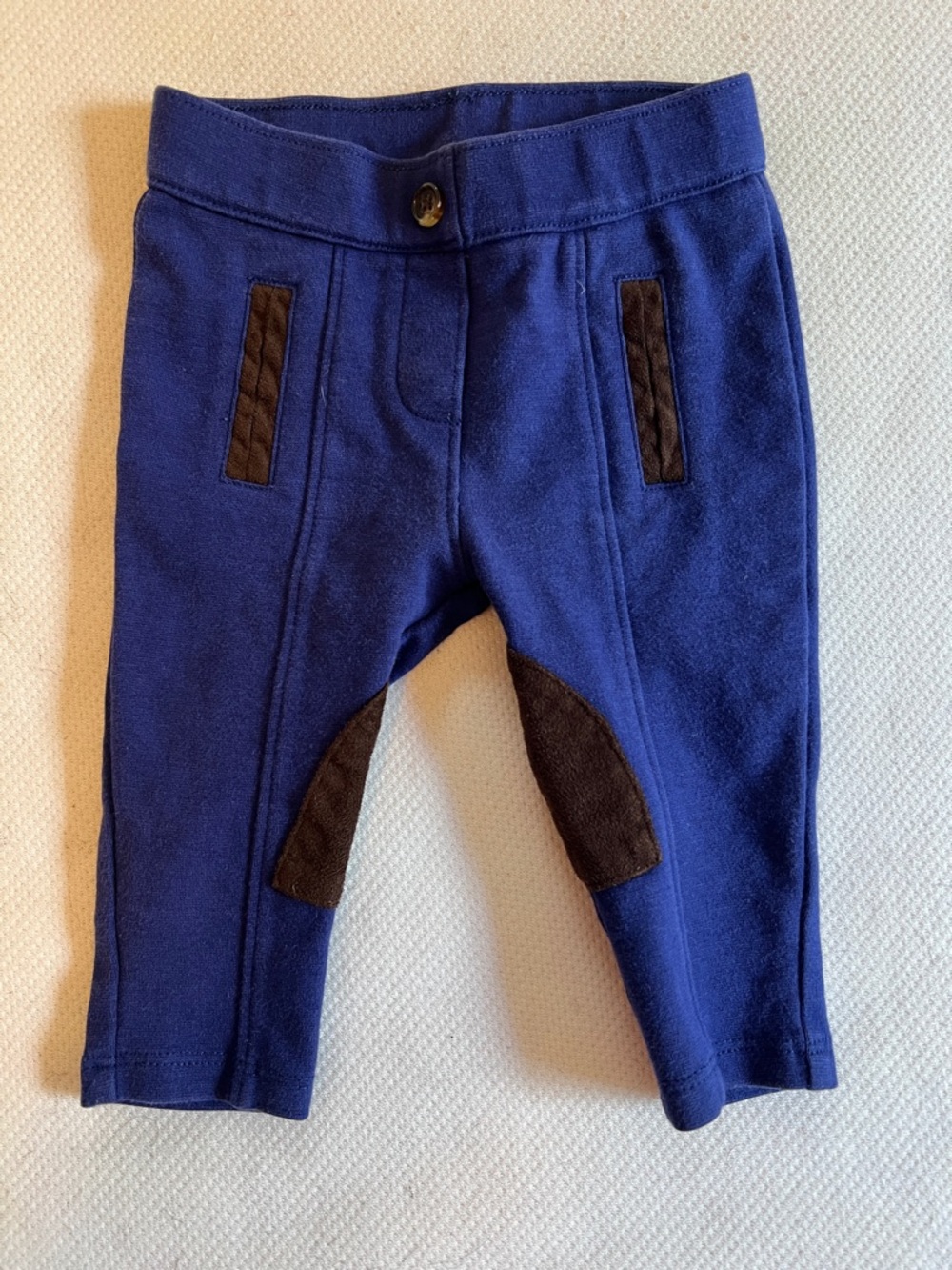 Janie and Jack Navy Blue Sweatpants with Brown Accents